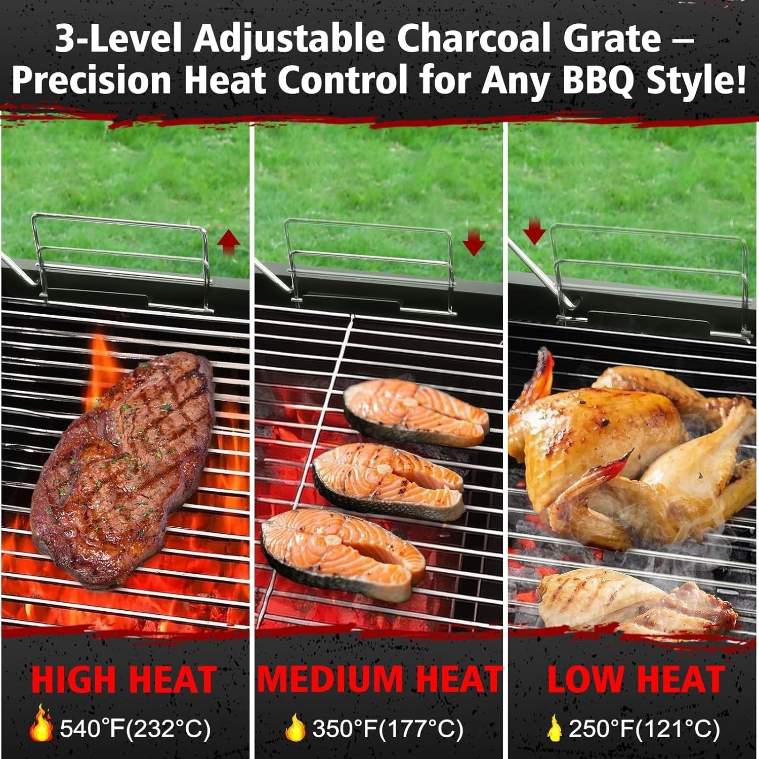 Charcoal BBQ Grill Smoker Outdoor | Large Portable Drum Barrel Barbecue