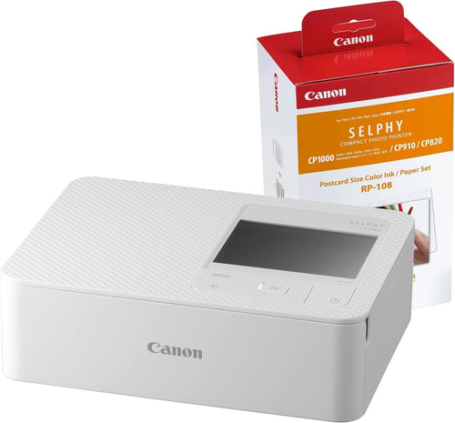 Wireless Compact Photo Printer with RP-108 Ink Paper Set - White