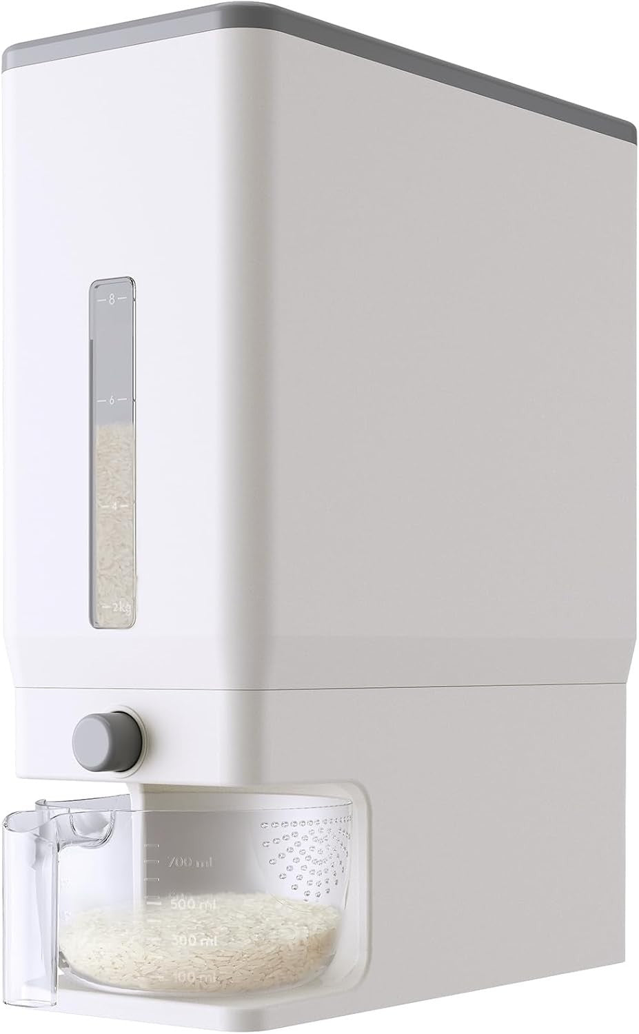 25.4lb Airtight Rice Storage Dispenser BPA Free w Measuring Cup