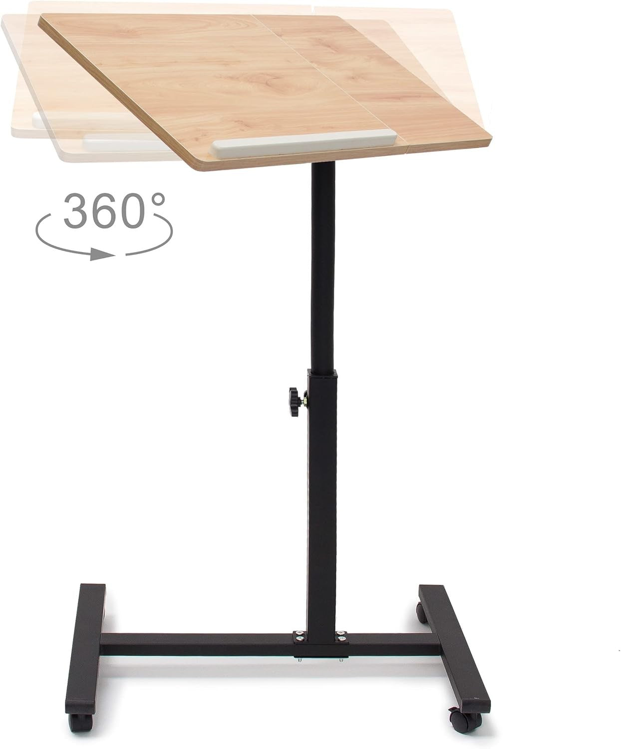 Height Adjustable Laptop Table with Wheels Sofa Bedside Rolling Stand