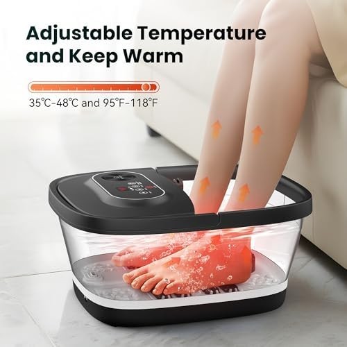 Shiatsu Foot Spa Massager with Heat, Bubbles & Rollers, Deep Soothing Therapy