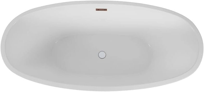 White Double Ended Freestanding Oval Bath 1595x740mm Copper Overflow