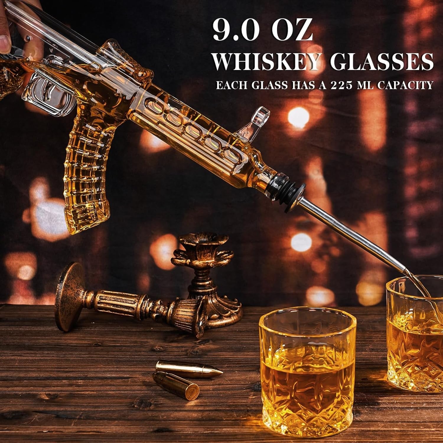 AK47 Whiskey Decanter Set with Glasses 550ml Novelty Gift for Men Bar Decor