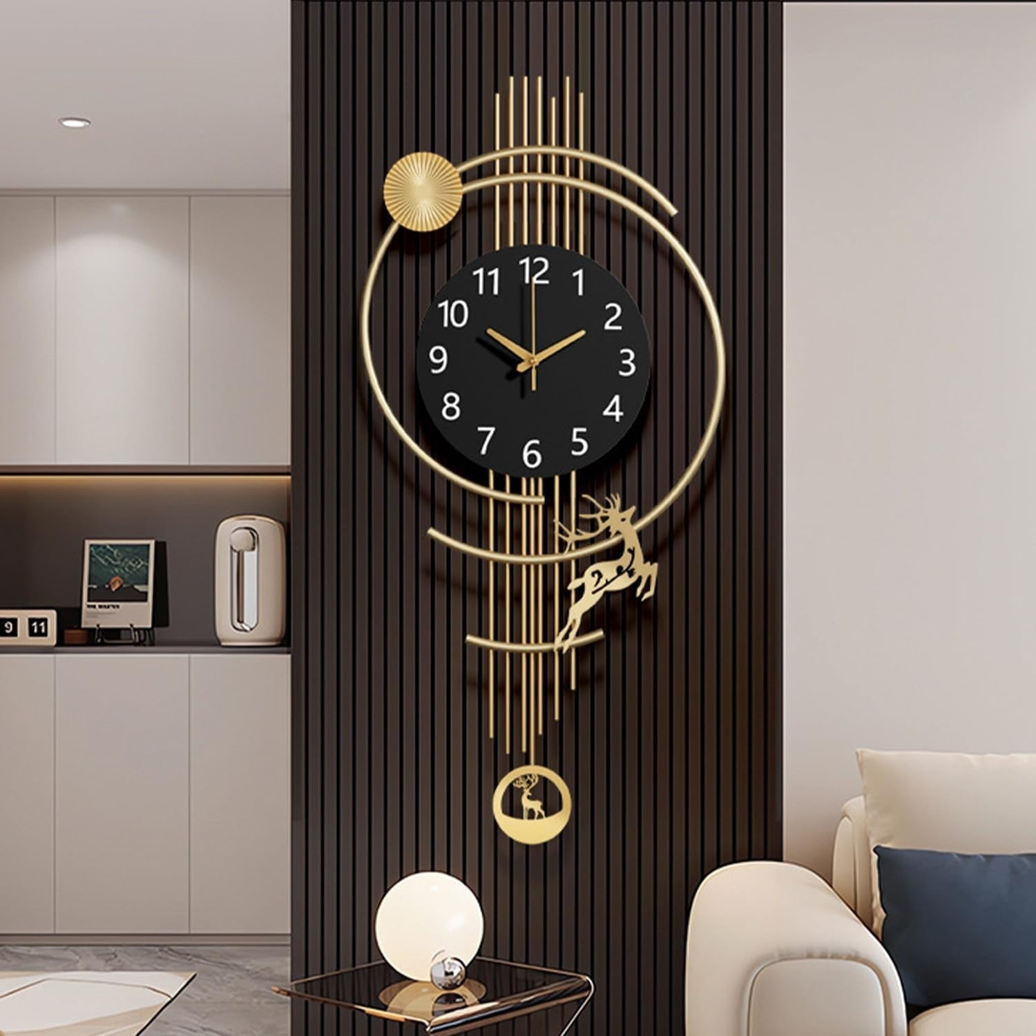 Modern Silent Wall Clock Large Gold Art Deco Living Room Home Decor