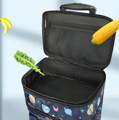 Insulated Folding Shopping Trolley Bag Wheels Telescopic Handle Starry Sky