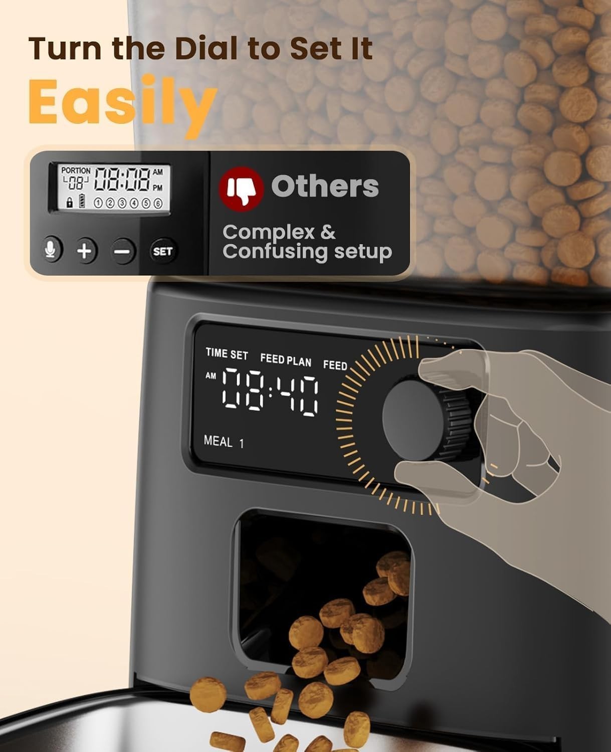 Automatic Cat Feeder 3.5L Timed Pet Food Dispenser 6 Meals Daily