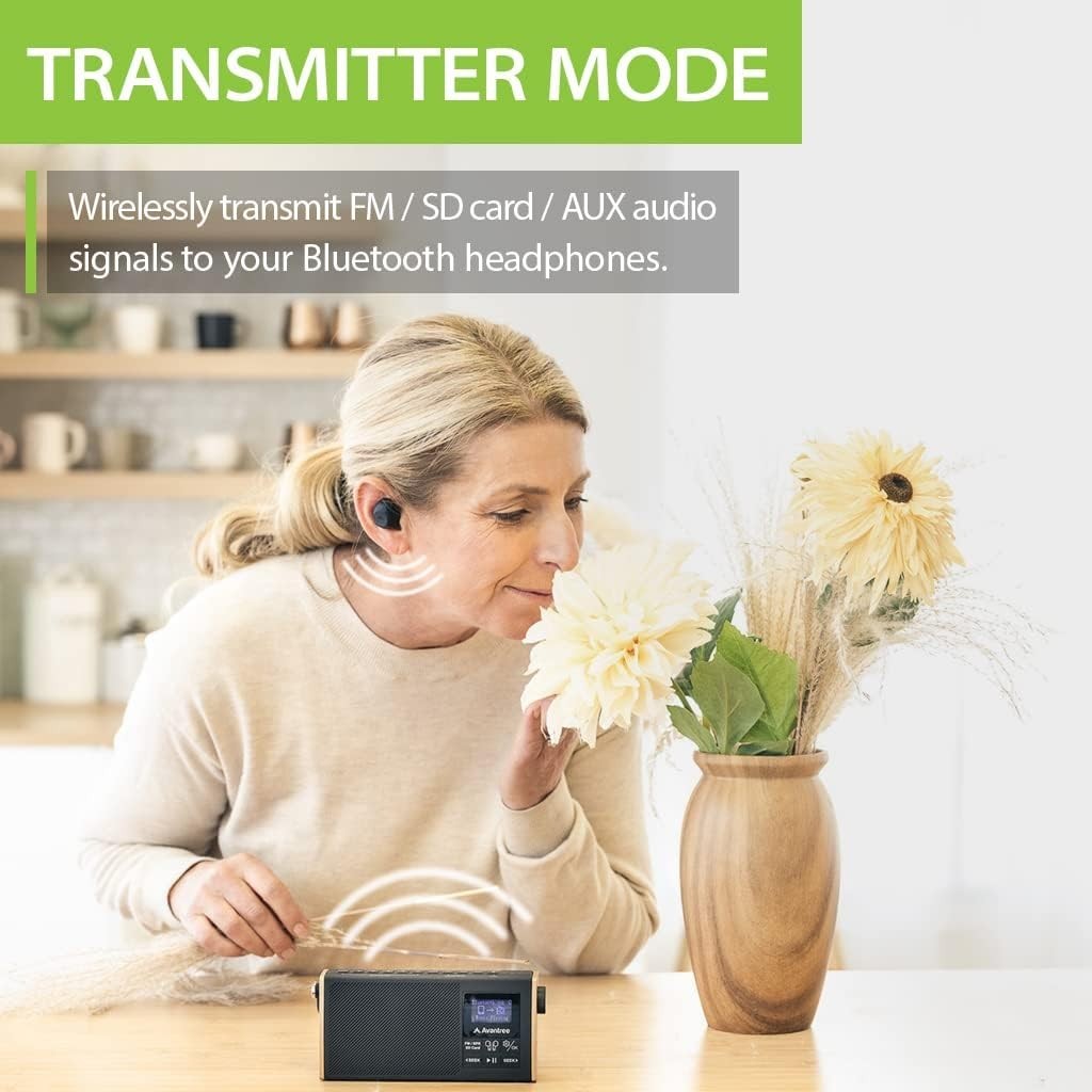 Portable FM Radio Bluetooth Speaker SD Player 11hr Rechargeable