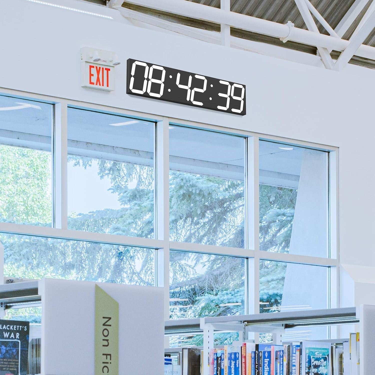Oversized LED Wall Clock 27" Digital Timer Remote Date Temp Display white