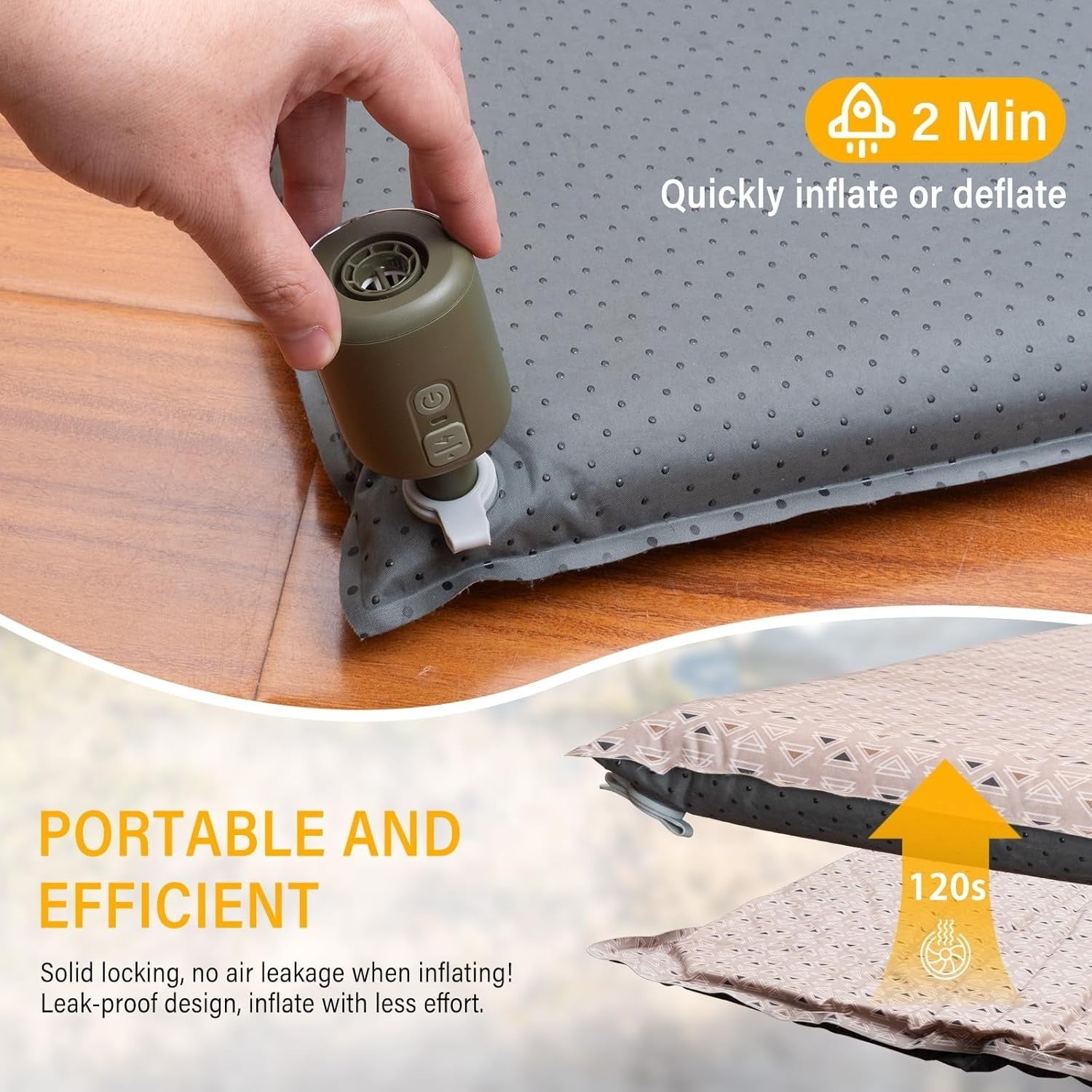 Inflatable SUV Air Mattress Car Bed 2-Person Memory Foam Camping Pad