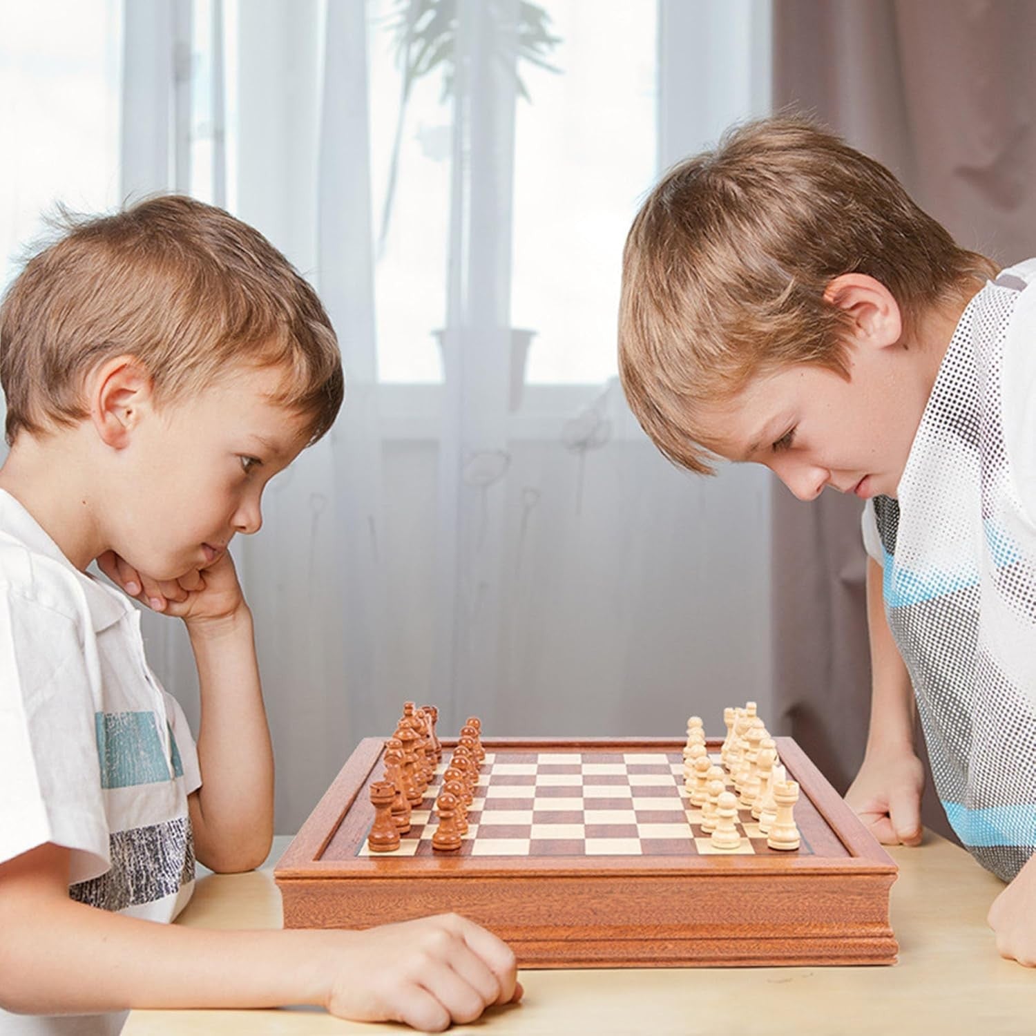 Premium Solid Wood Magnetic Chess Set with Storage Drawers & Deluxe Board