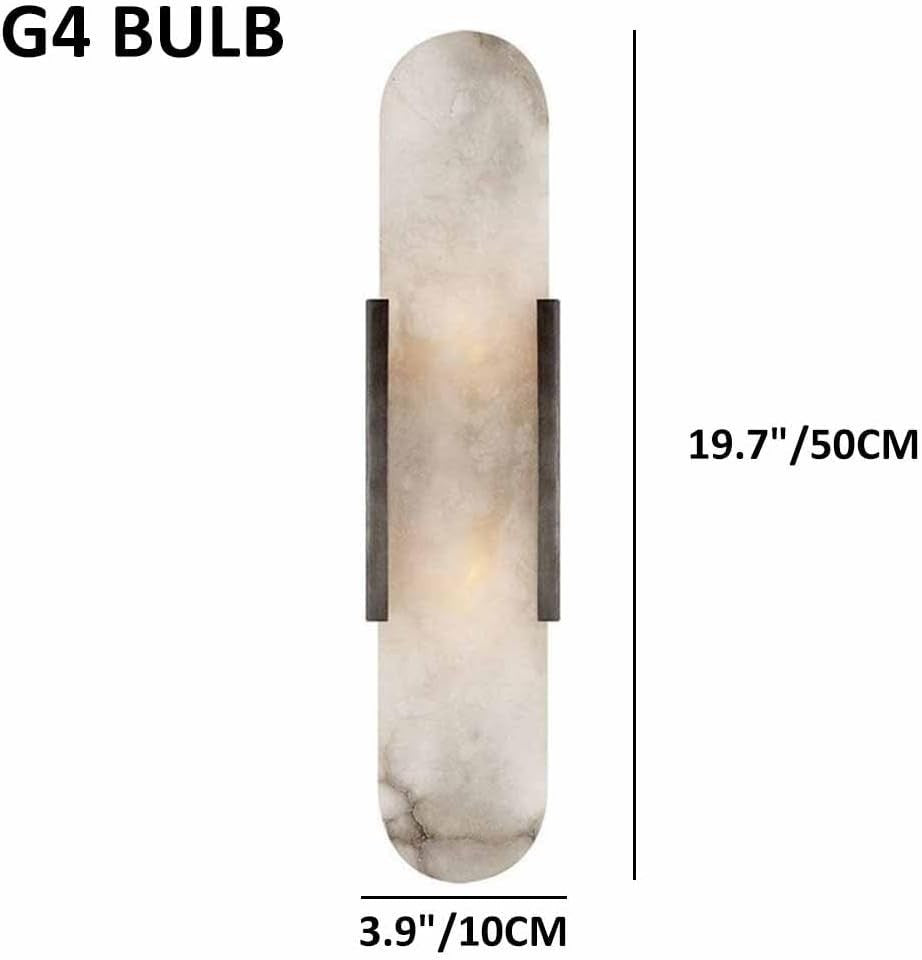 Modern Marble Wall Sconce Set of 2 Black LED Vanity Lights 50CM