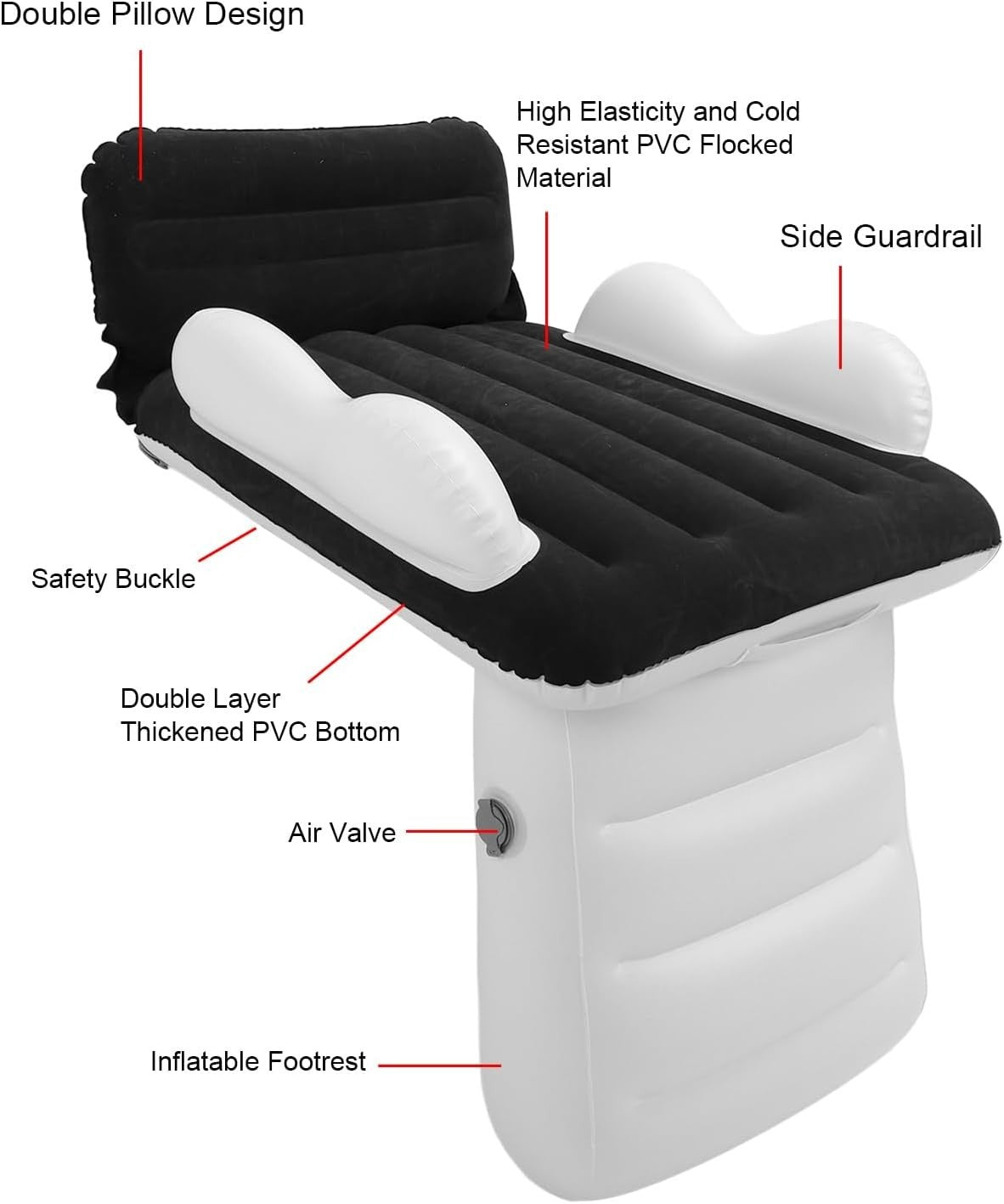 Inflatable Toddler Airplane Bed with Safety Belt – Travel Car Seat Extender