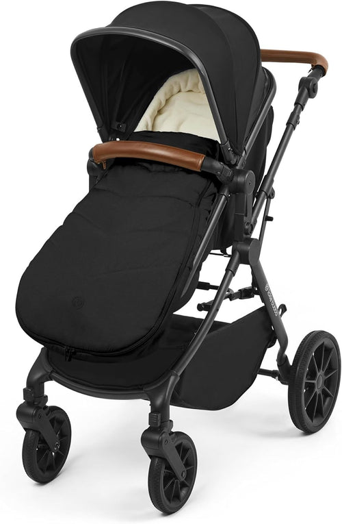 Universal Pram Footmuff Faux Fur Lined Showerproof Cosy Toes Black