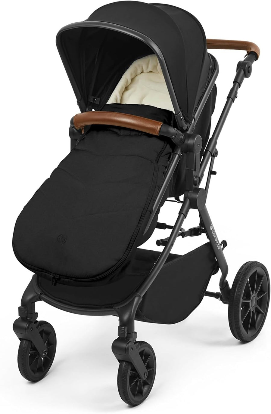 Universal Pram Footmuff Faux Fur Lined Showerproof Cosy Toes Black