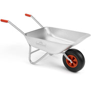 80L Galvanised Wheelbarrow Silver – Pneumatic Tyre Heavy Duty Garden 100kg