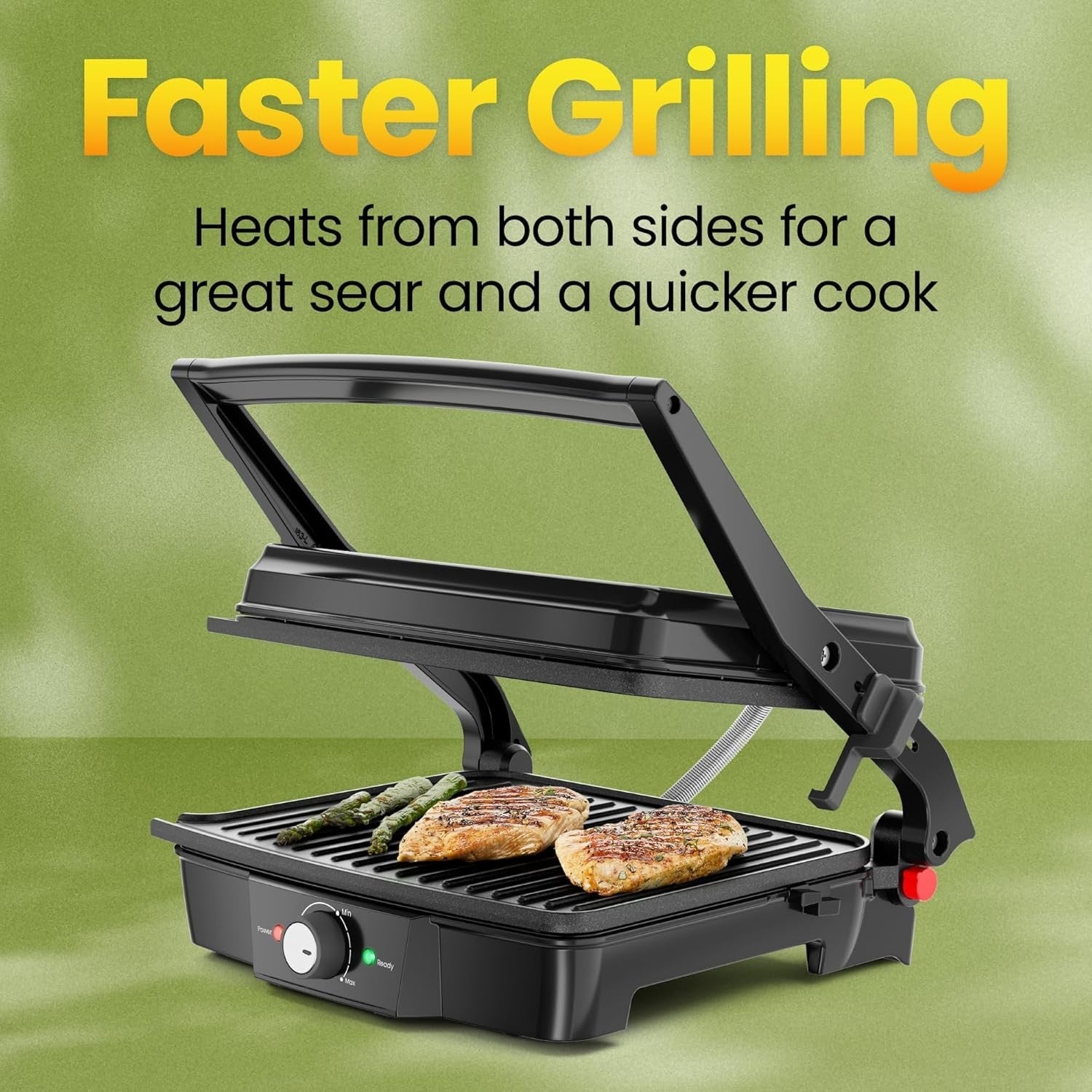4 Slice Panini Press Grill - Adjustable Temp, Nonstick, Indoor Sandwich Maker