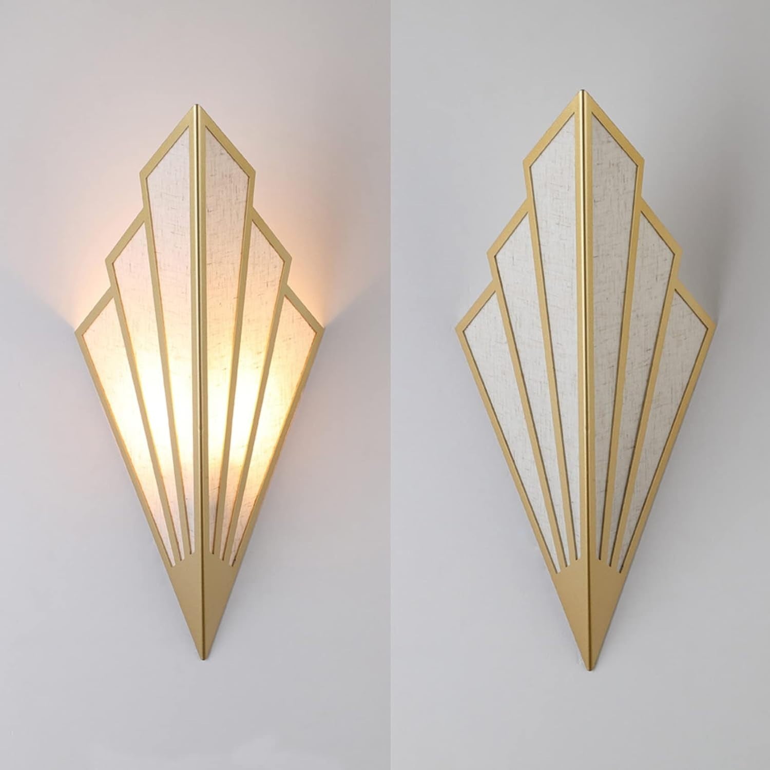 Art Deco Wall Sconce Gold Fan Design E14 Lamp Modern Light for Hallway