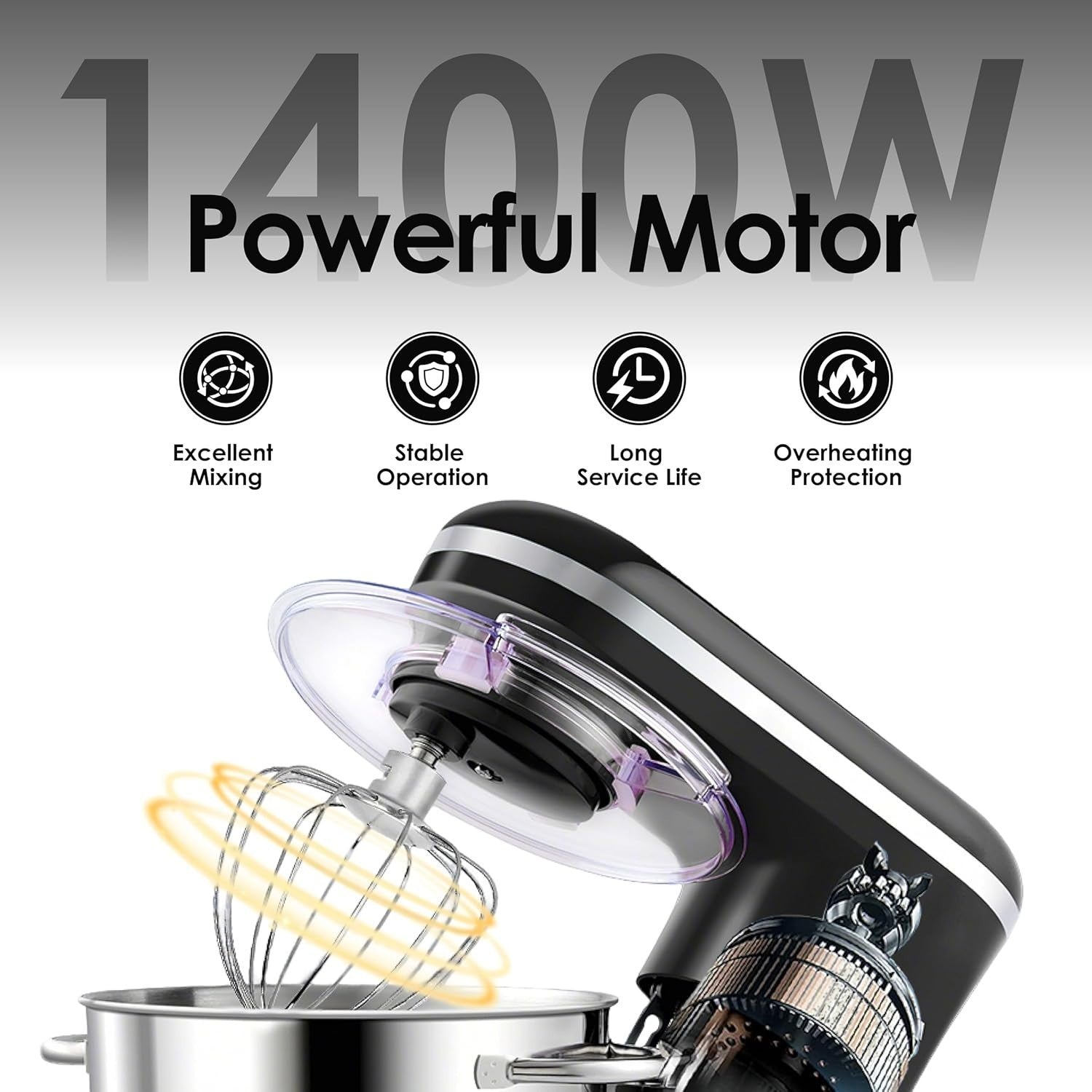 6.2L Stand Mixer 1400W Electric Dough Whisk Beater Bowl Tilt-Head Bake