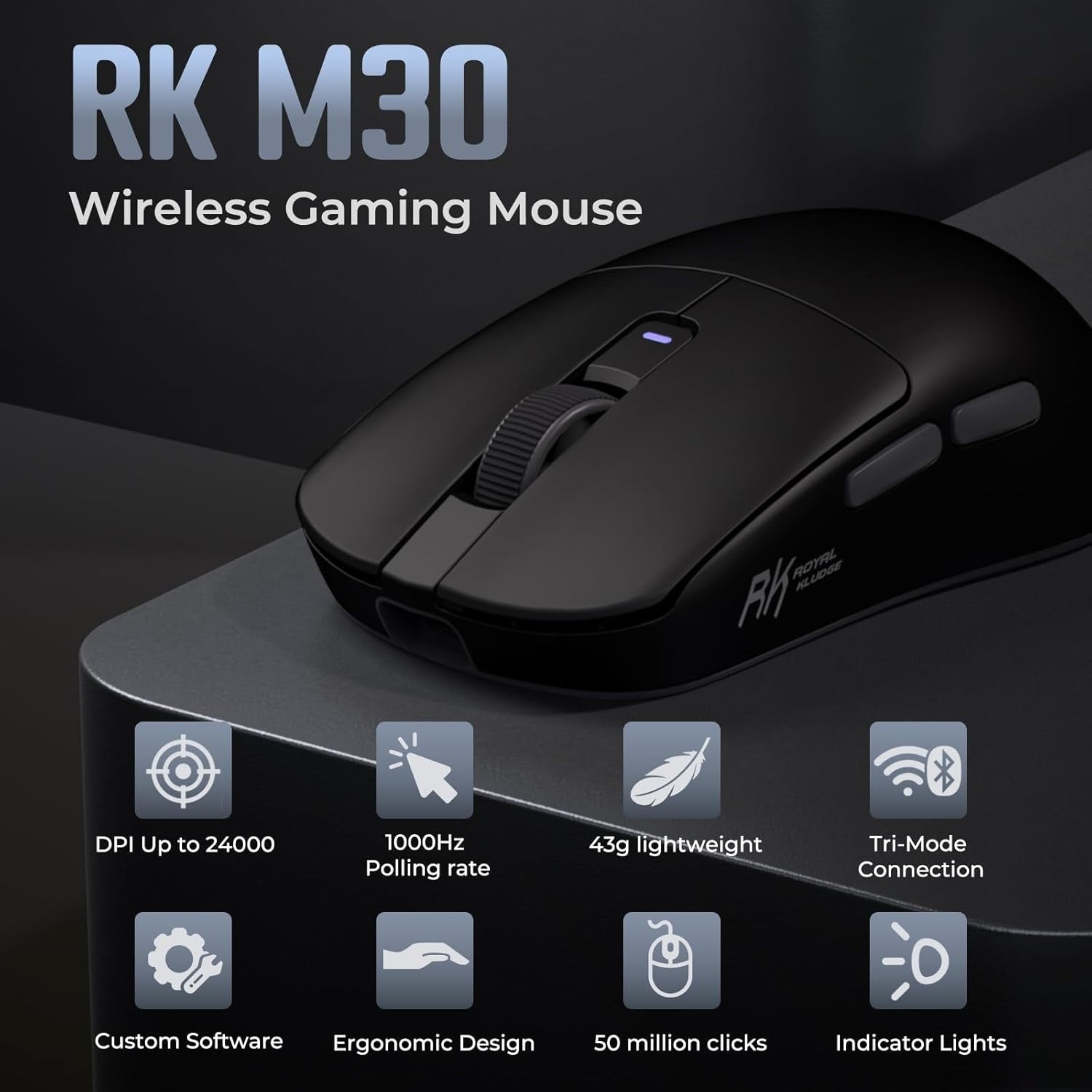 43g Ultra-Light Wireless Gaming Mouse 24000 DPI Tri-Mode 1000Hz