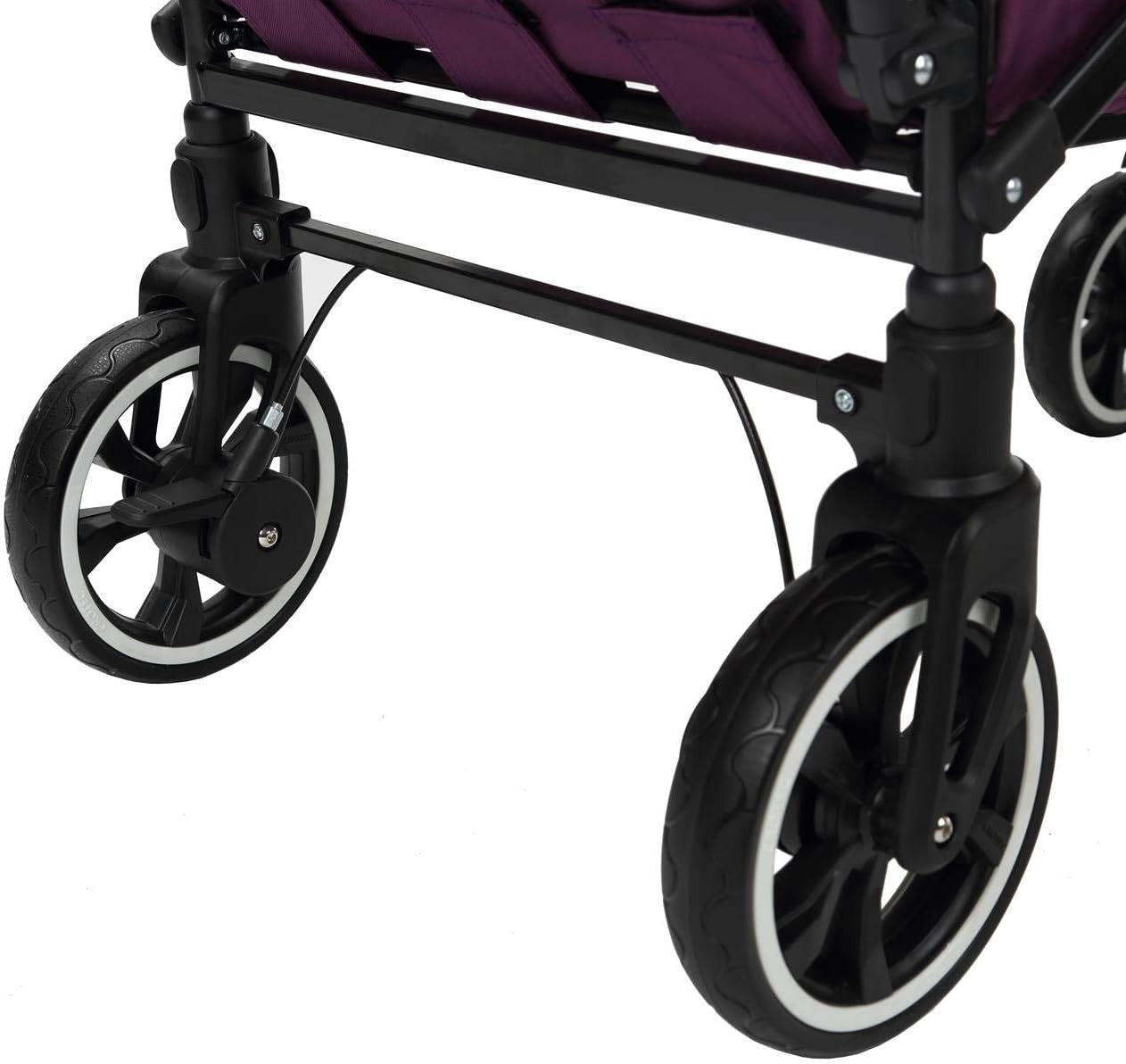Purple Folding Stroller Wagon Kids Push Pull Cart w/ Canopy & Safety Harness
