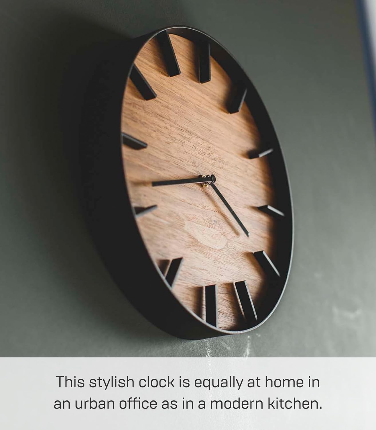 Modern Walnut Wood Wall Clock Silent Non-Ticking Large Display Decor