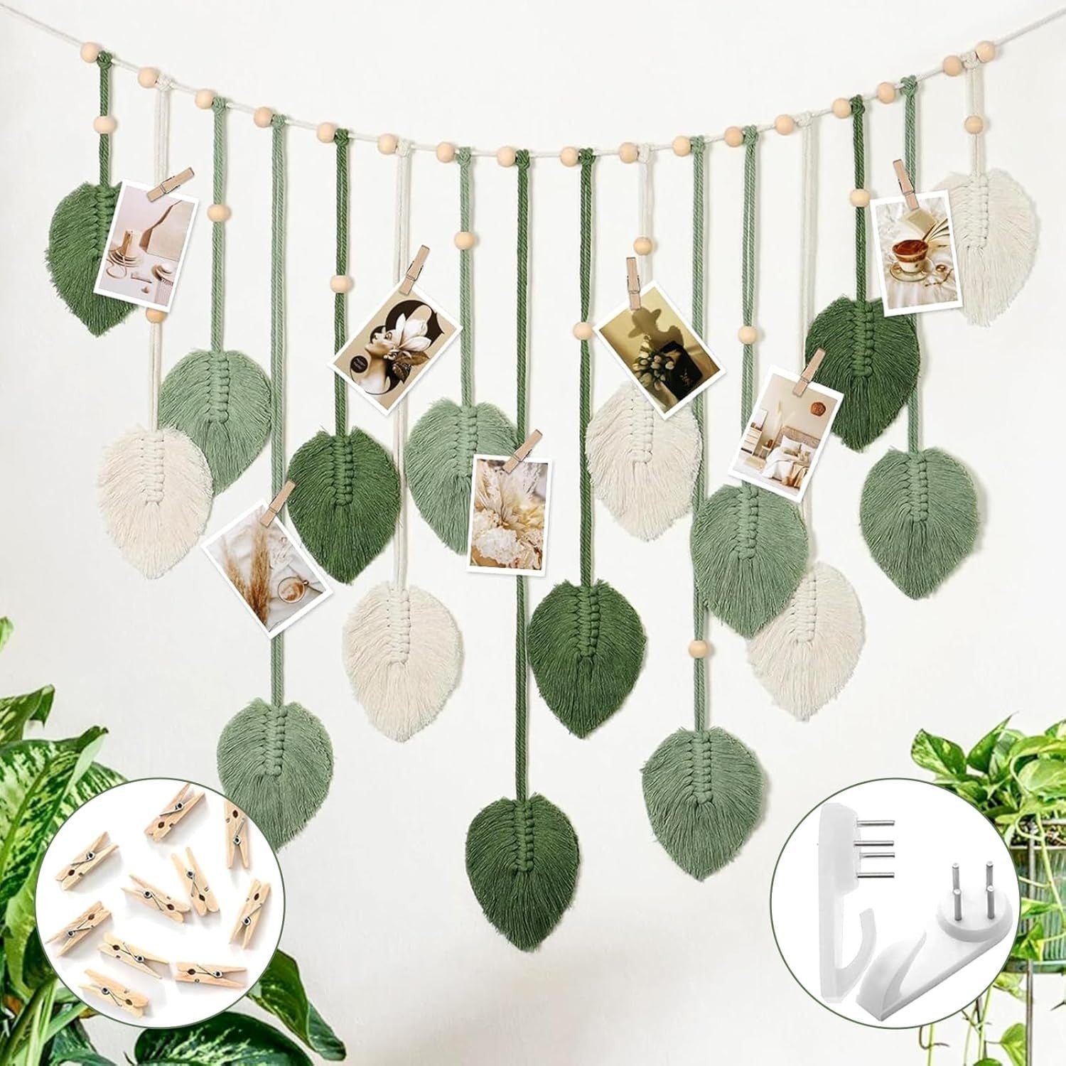 Boho Macrame Leaf Wall Hanging 120x76cm Cotton Tapestry