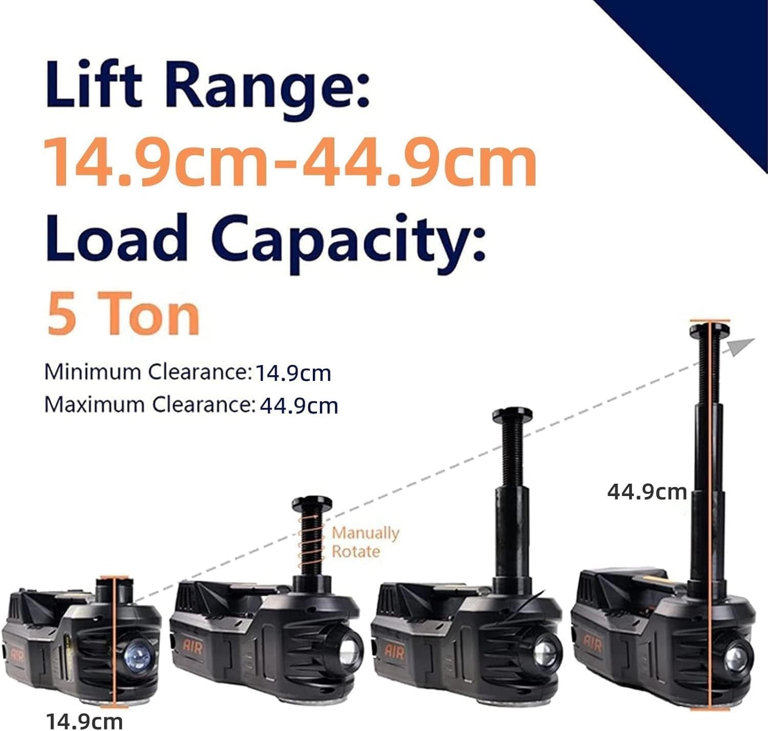 5 Ton Electric Hydraulic Car Jack 5-in-1 Kit with Air Pump & Impact Wrench