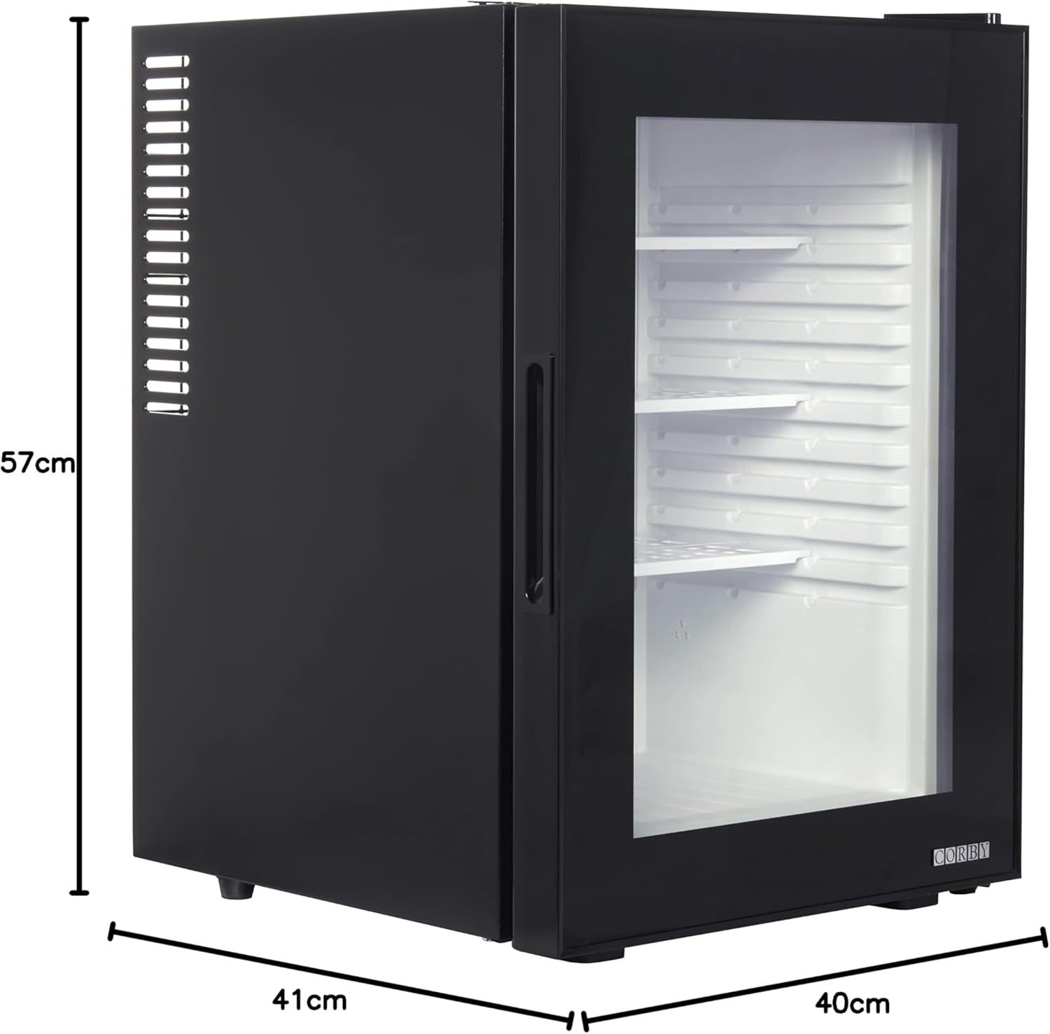 40L Black Corby Eton Mini Fridge Glass Door Tabletop Cooler LED