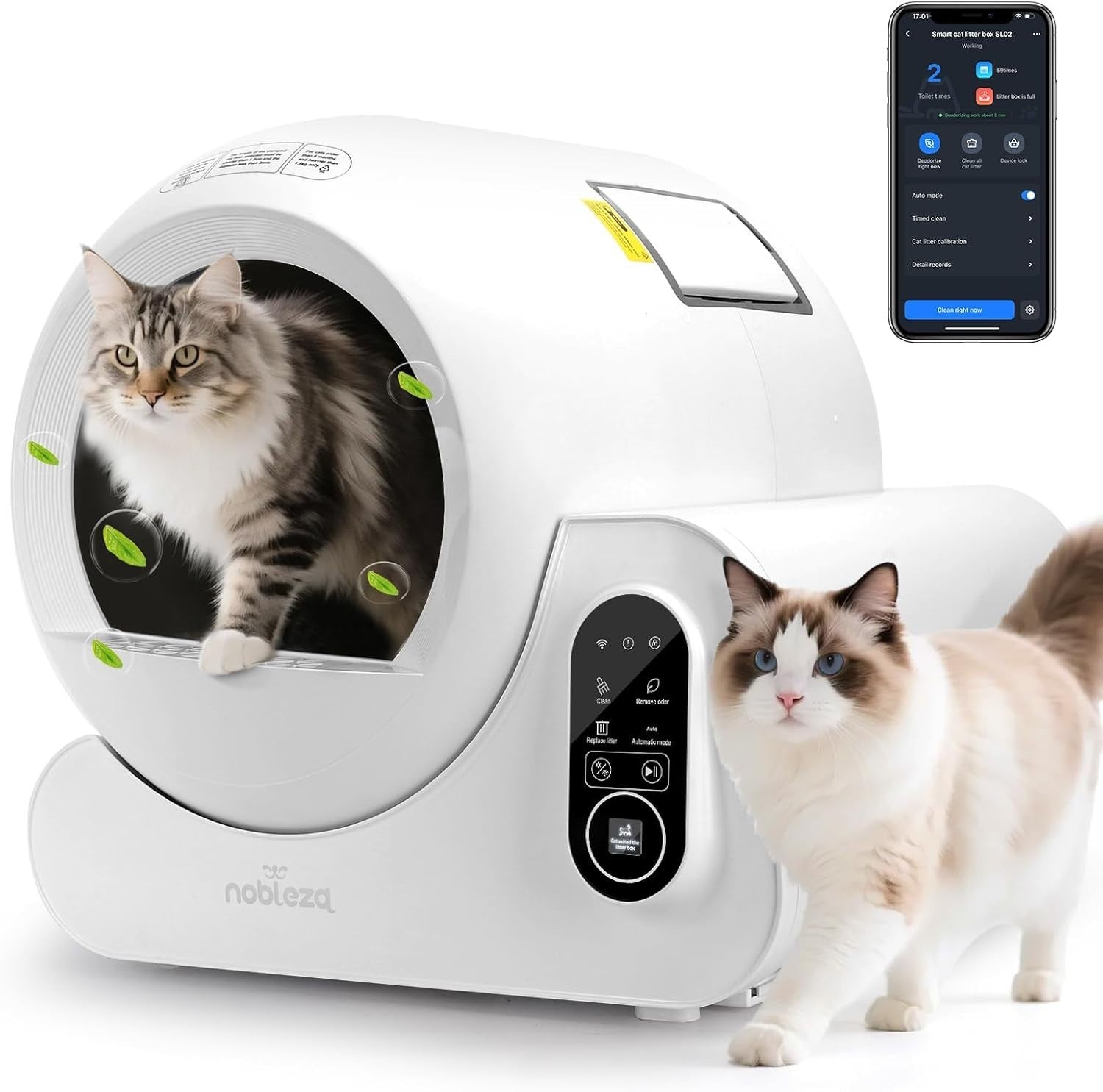 Self Cleaning Cat Litter Box APP Control 70L Multi Cat Odor Control