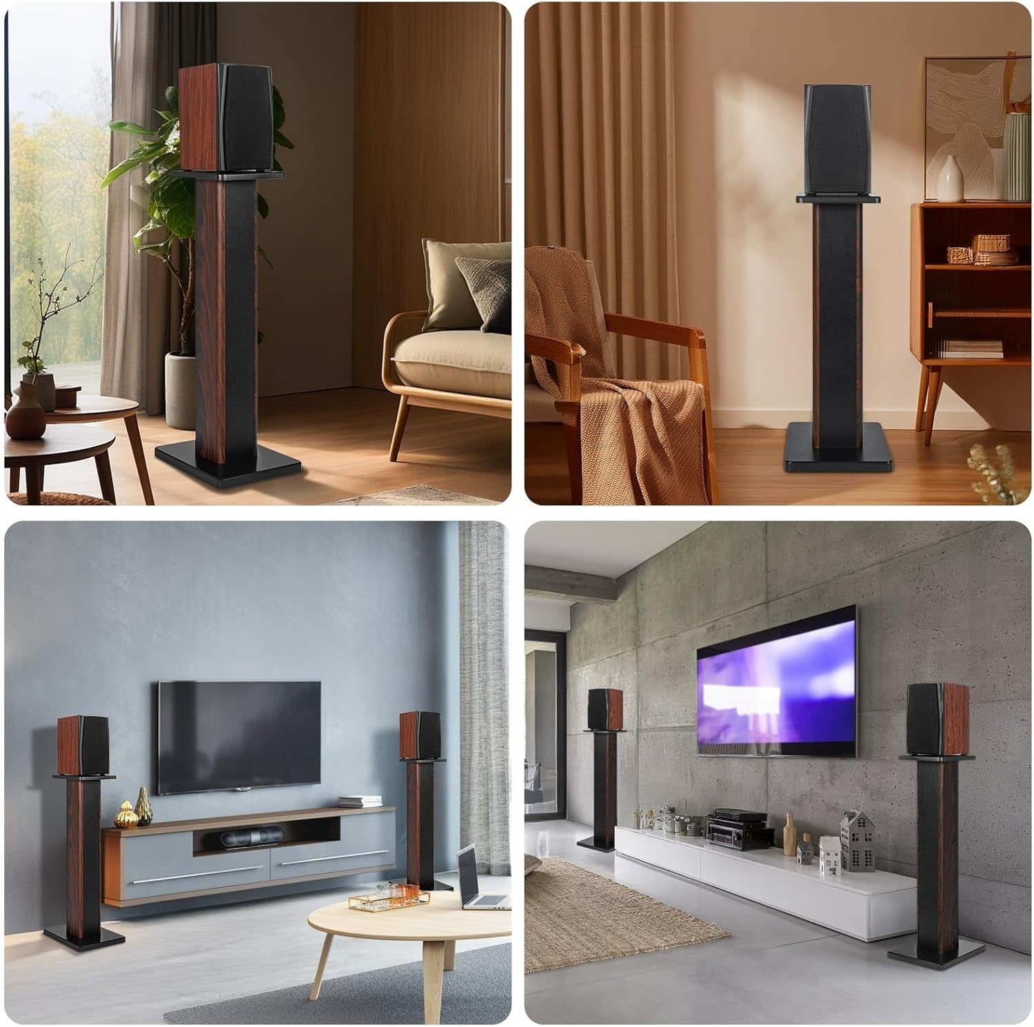 OUUTMEE 90cm Wooden HiFi Speaker Stands Pair Heavy Duty Sand Fill Design