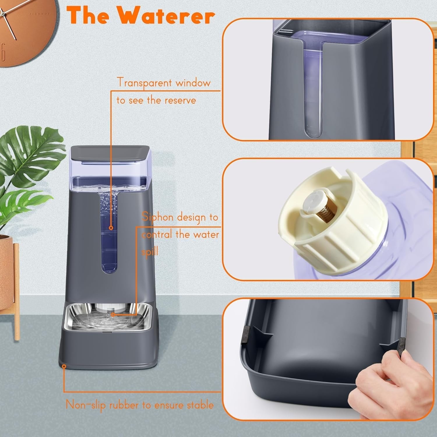 Automatic Pet Feeder Water Dispenser Set 3.8L Stainless Steel Bowls