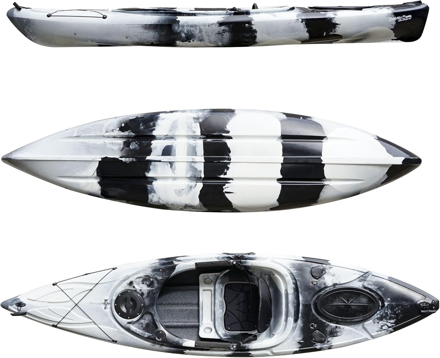 Sit Inside Kayak Fishing Canoe w/ Paddle Seat Storage Black White