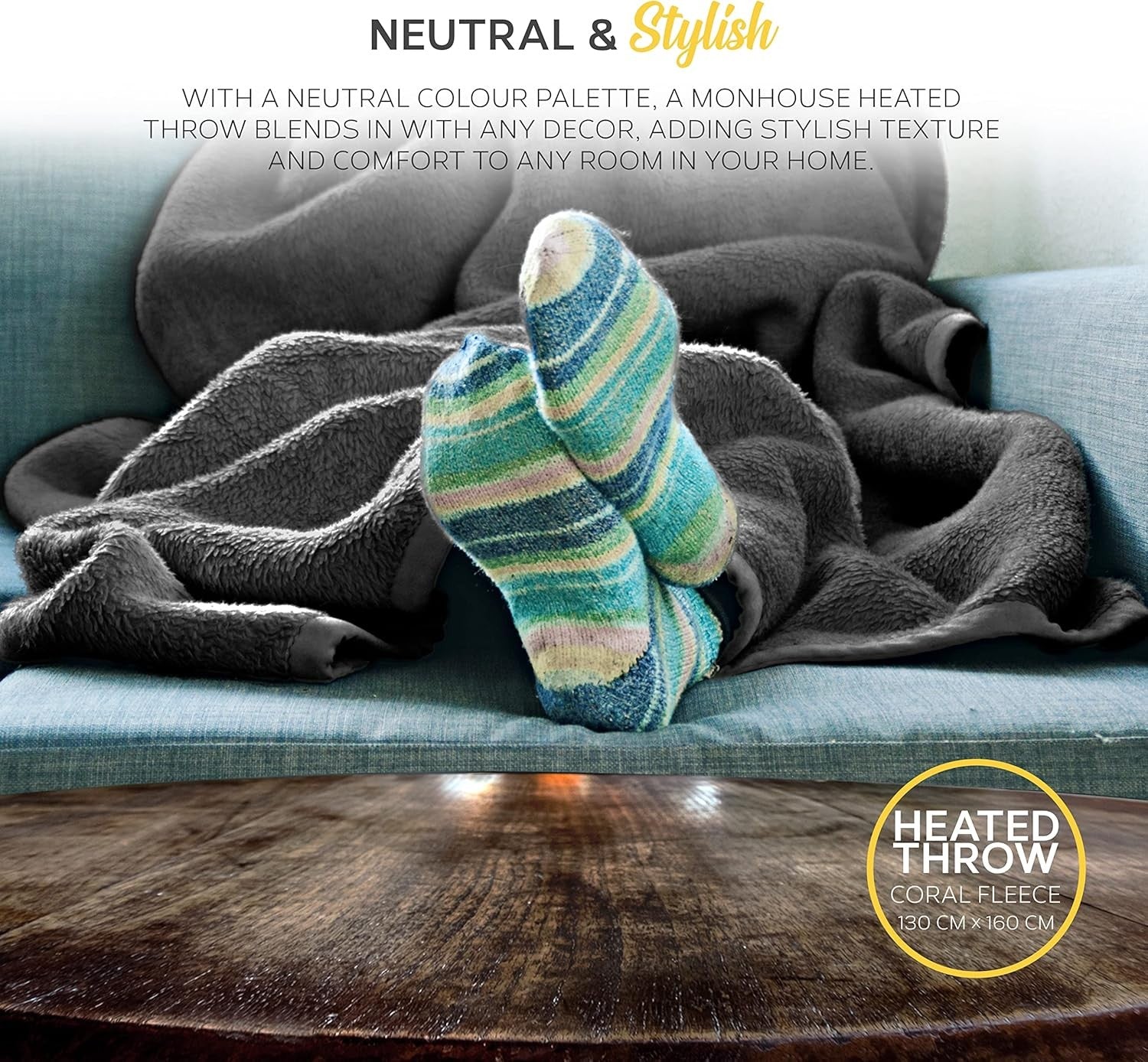 Electric Heated Throw Blanket 130x160cm 9 Heat Levels Timer Washable