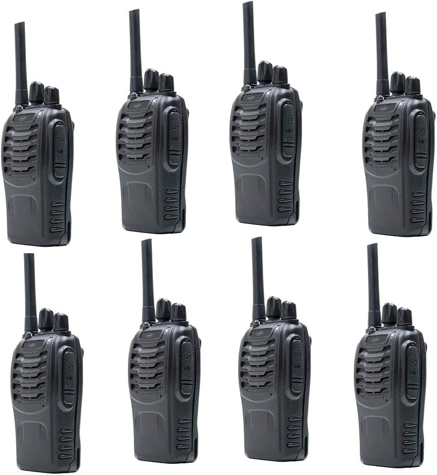 8 Pack PMR Walkie Talkies Long Range Two Way Radios w/ Chargers Headsets