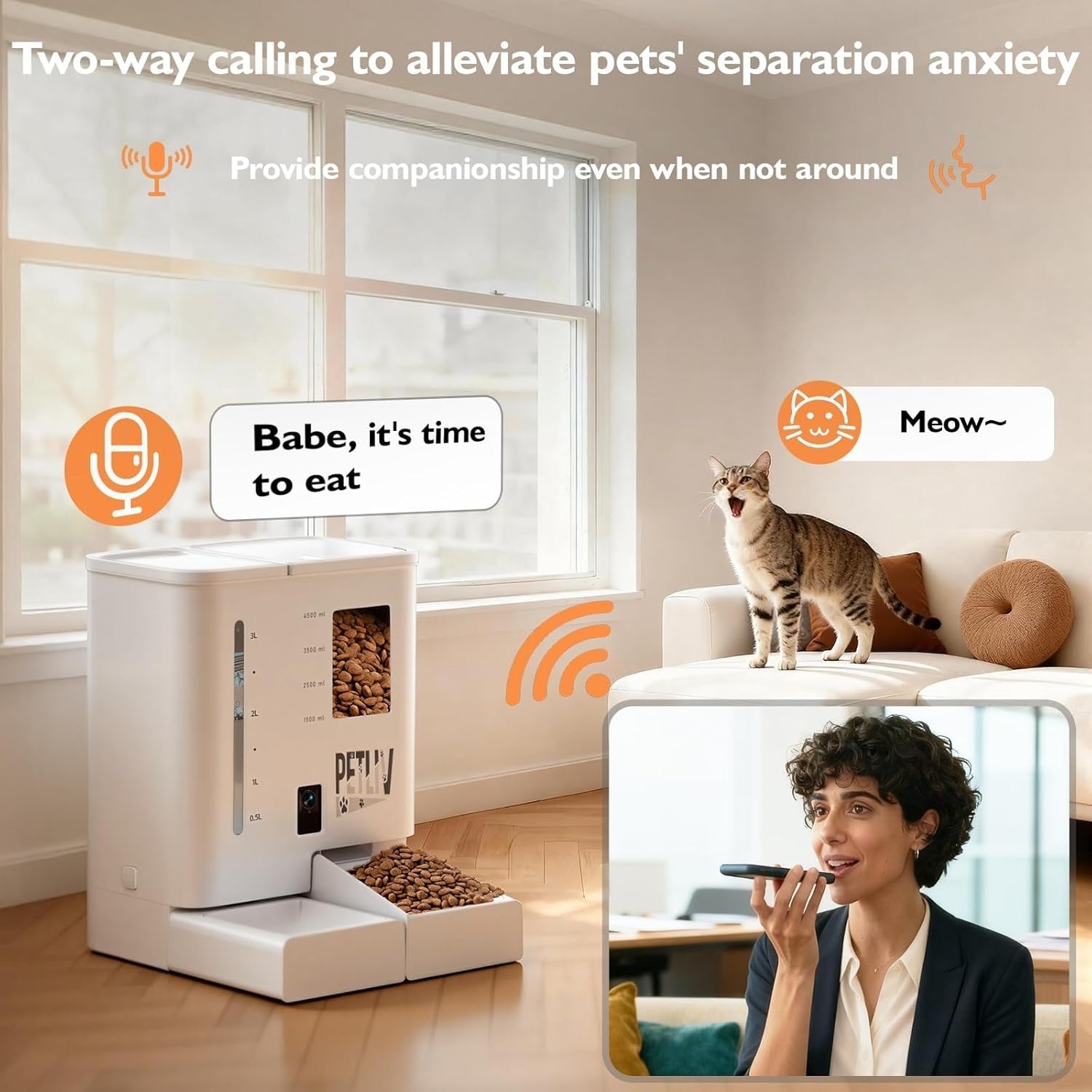 2K Camera Automatic Cat Feeder WiFi App Control 5L Food 4L Water