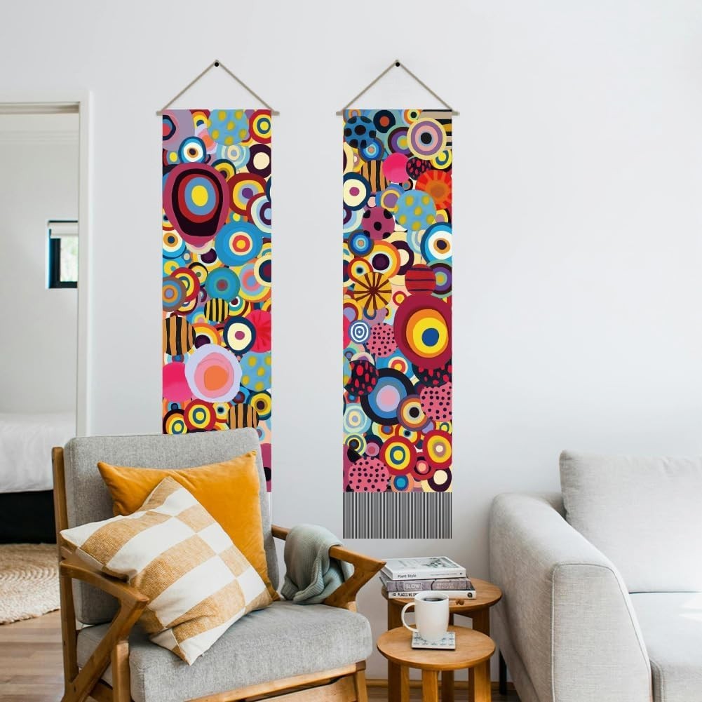 Boho Abstract Art Tapestry 2pcs 45.7x13in Hippie Wall Decor