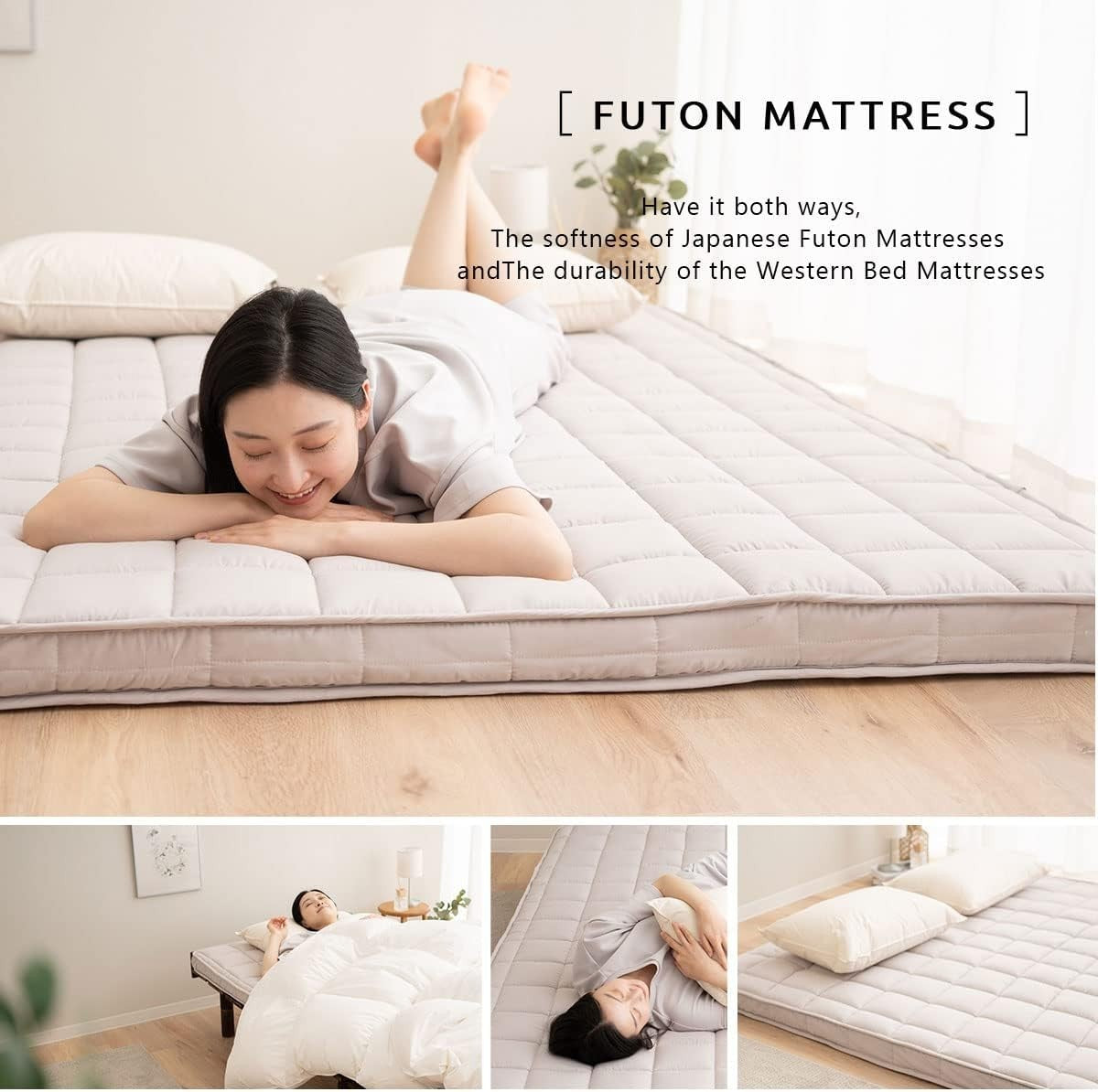 Japanese Foldable Floor Mattress Double Tatami Futon - Firm Support Sleep