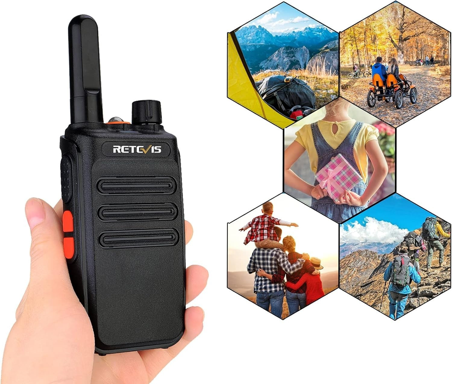 PMR446 Walkie Talkies 2 Pack Rechargeable VOX LED Flashlight Radio