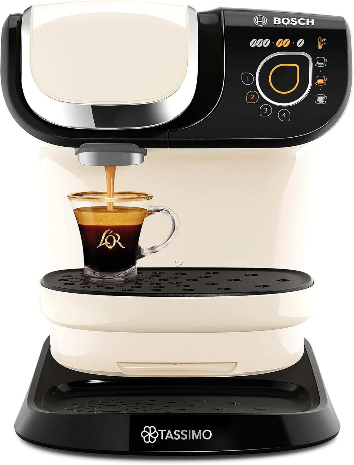 Pod Coffee Machine 1.3L Large Tank 1500W Fast Brew Auto Clean Cream Compact