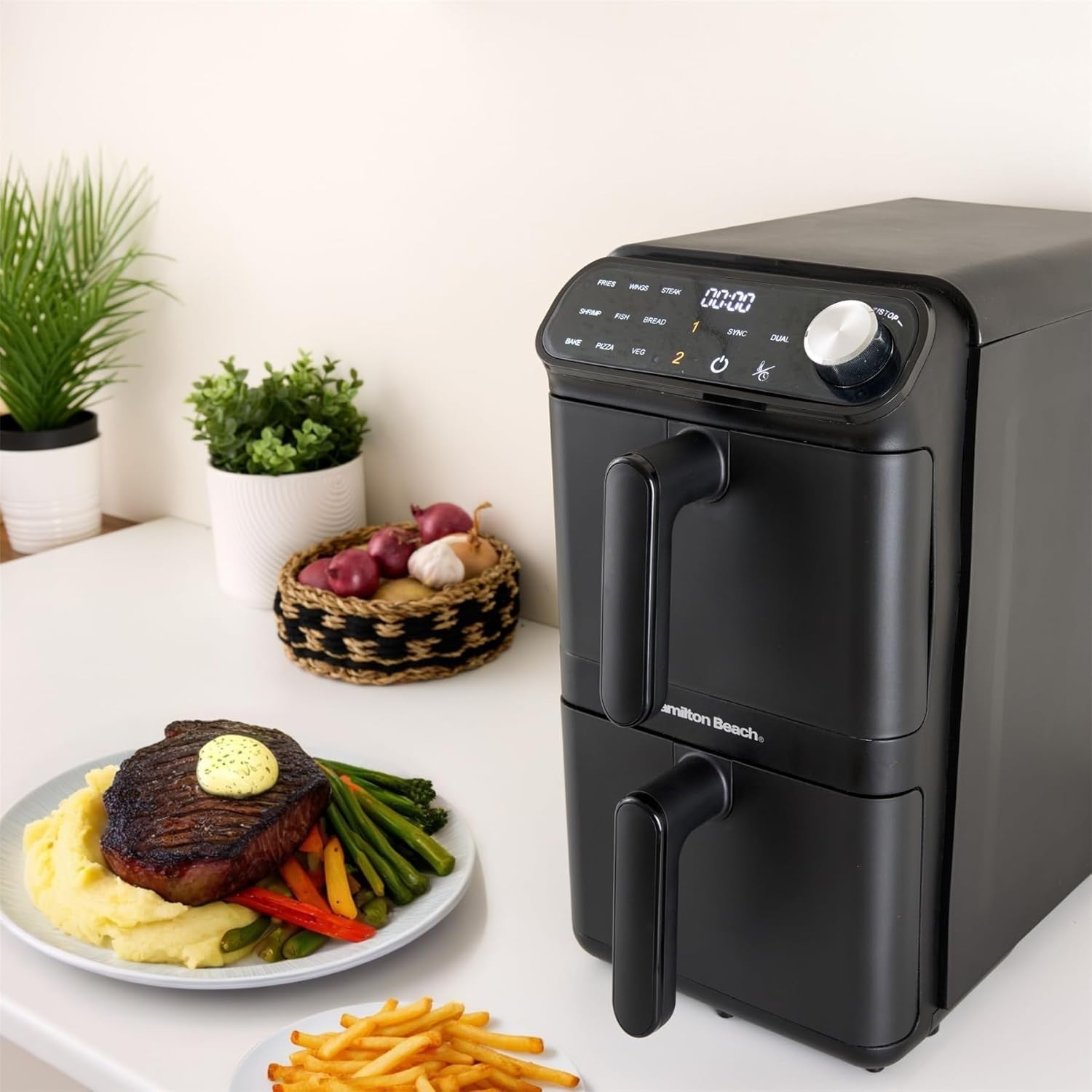 11L XXL Dual Zone Air Fryer 2x5.5L Stack Drawers Sync Finish Slim Design