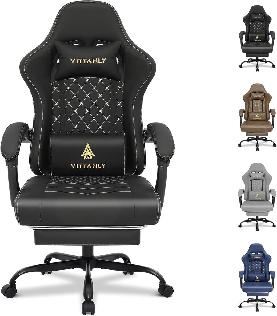 Reclining Gaming Chair with Footrest Pocket Spring Ergonomic