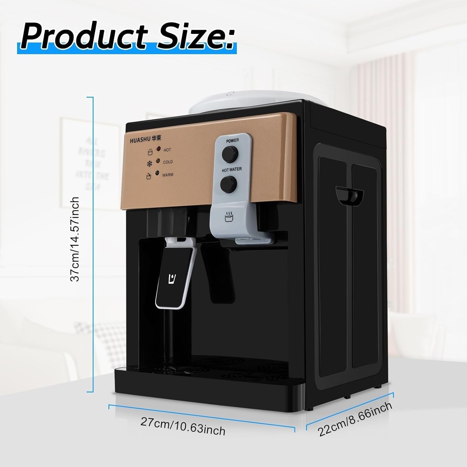 Top Loading Water Cooler Hot Cold Dispenser Countertop 3 Temp Settings