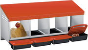 4 Chamber Galvanised Steel Chicken Nest Box Pull-Out Tray