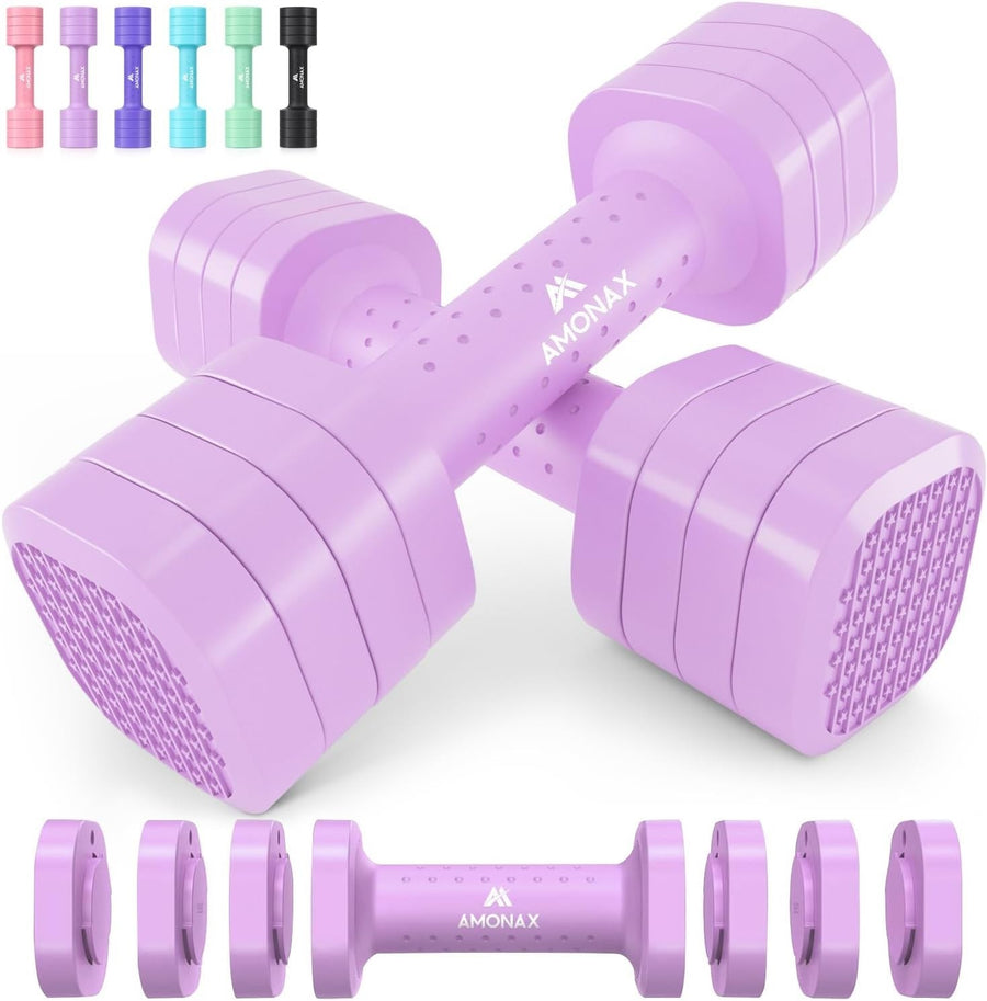 Light Purple Adjustable Dumbbell Pair 2–5lb 4-Level Quick Lock Home Gym