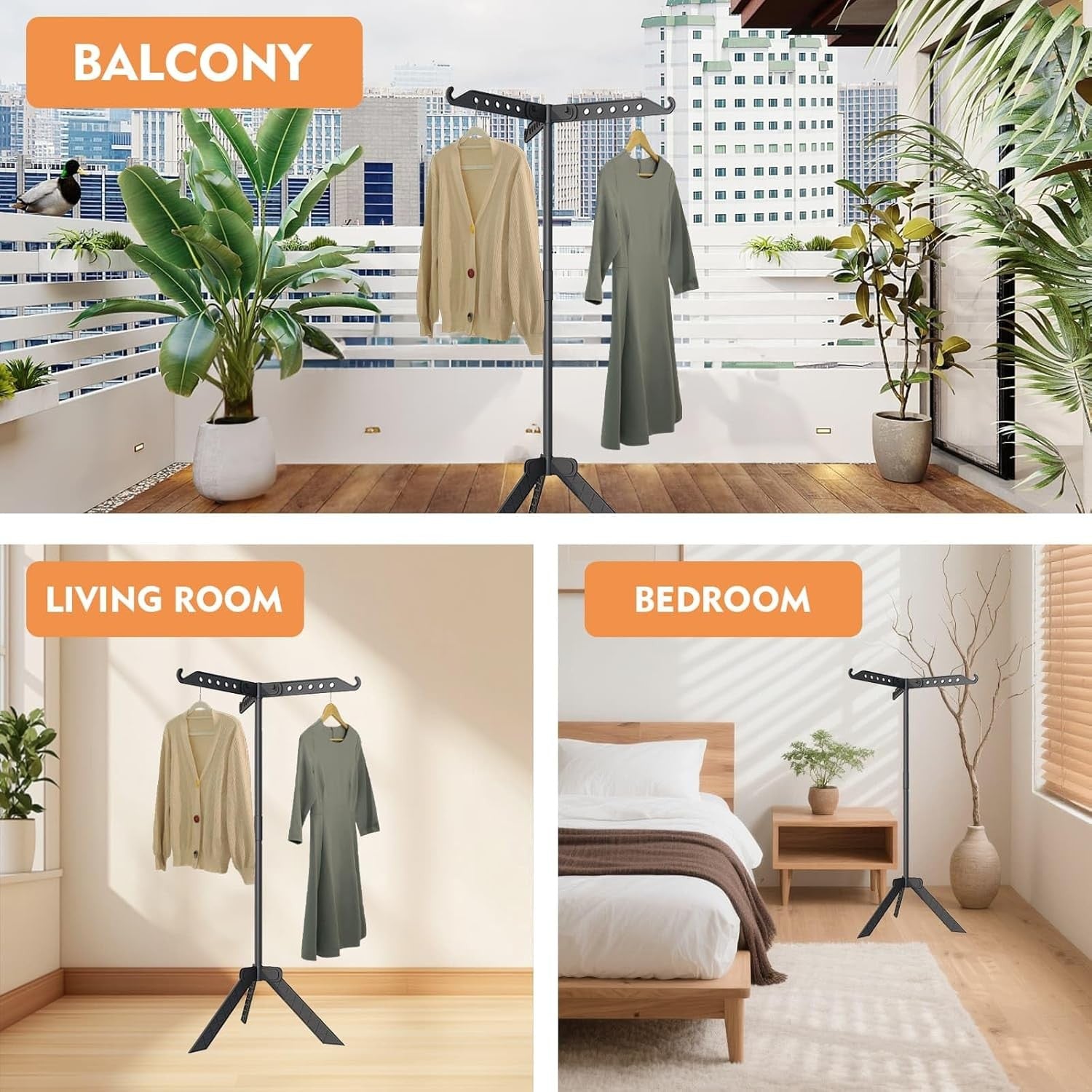 360° Rotating Clothes Airer Stand Folding Drying Rack Tripod 136.5cm
