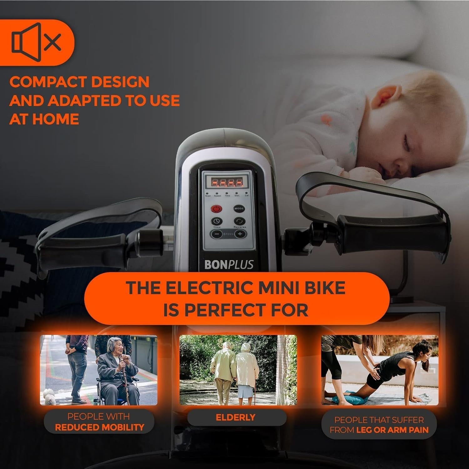 Electric Under Desk Elliptical Pedal Exerciser 12 Speed Remote