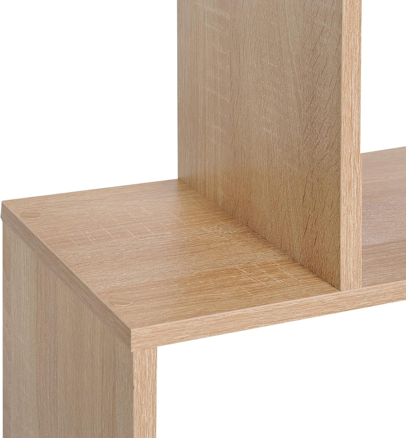 Oak S-Shape 6-Tier Bookcase Modern Display Shelf Room Divider Storage Unit