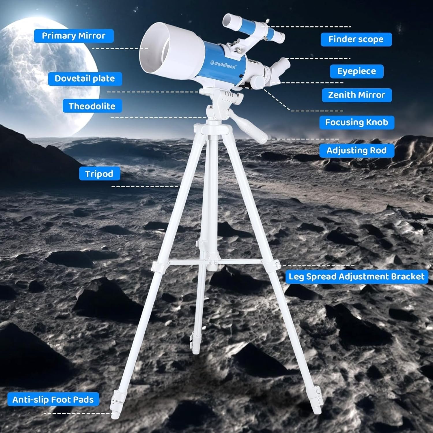 70mm Beginner Telescope for Kids with Tripod & Finder Scope, Pink