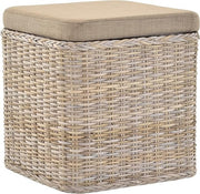 Luxury Rattan Laundry Basket with Padded Seat & Lid – Square Storage Hamper Grey
