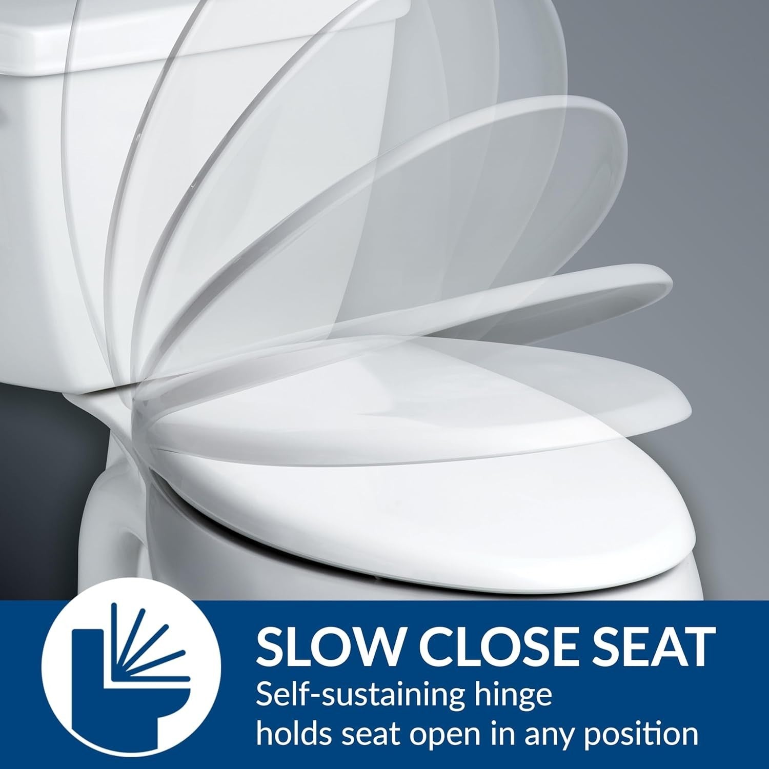 Commercial Elongated Toilet Seat White Open Front Self-Sustaining